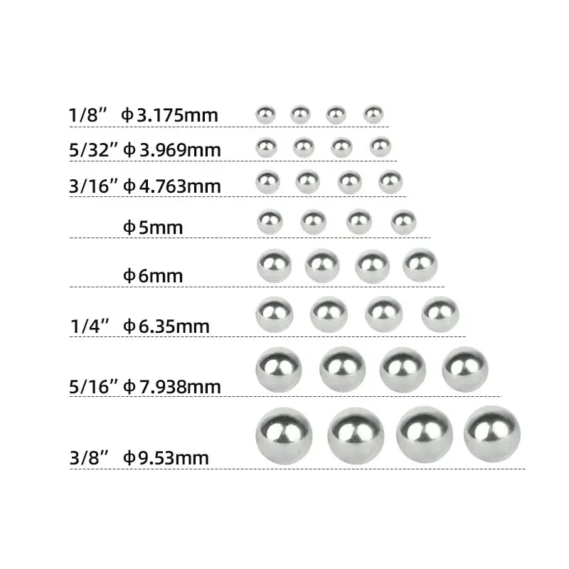 144/20pcs Bicycle Carbon Steel Loose Ball Bearings 1/4 1/8 3/8 3/16 5/16 5/32 inch 5mm 6mm for MTB Kids Bike Scooter