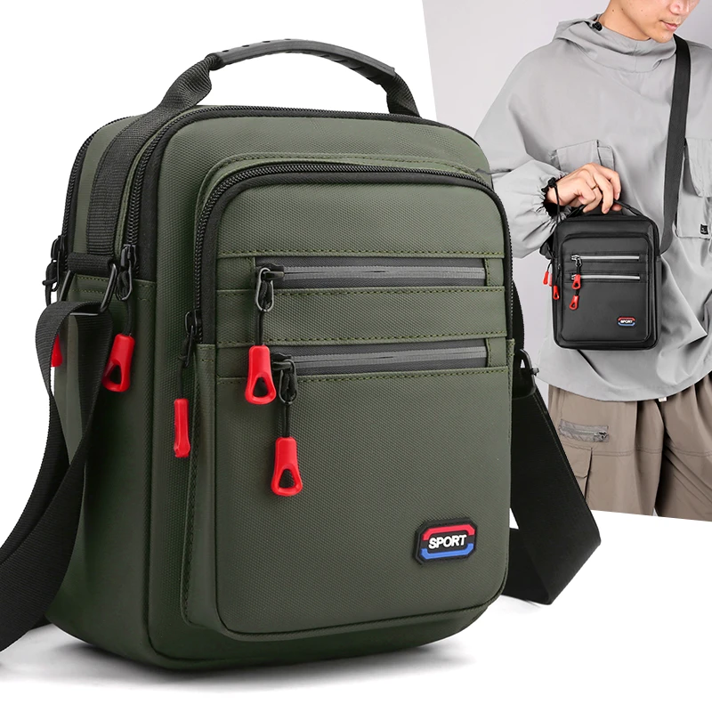 Men's Crossbody Bag Business Casual Shoulder Bag Multi Compartment Large Capacity Durable Satchel Bag Travel Commute Daily Use