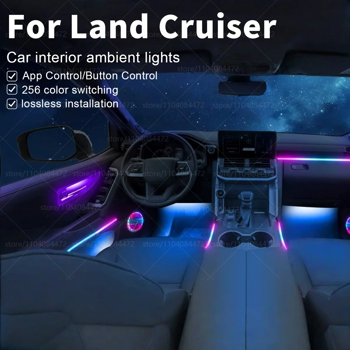 For Toyota Land Cruiser 22in1 RGB Car Interior Acrylic Car Ambient Lights RGB Hidden Acrylic Strip Decoration Accessories