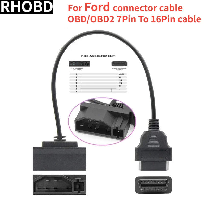 NEW Hot selling for Ford OBD connector 7-pin OBD1 to OBD2 converter adapter cable scanner automatic diagnostic connector Tools