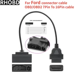 Conector de diagnóstico automático Ferramentas, Conversor Cabo Adaptador, OBD1 a OBD2, 7 pinos, Ford, venda quente, novo