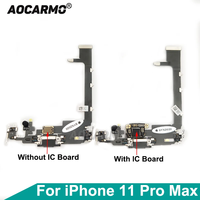 Aocarmo For iPhone 11 Pro Max USB Charging Port Charger Dock Connector Microphone Mic Flex Cable With IC Circuit Board