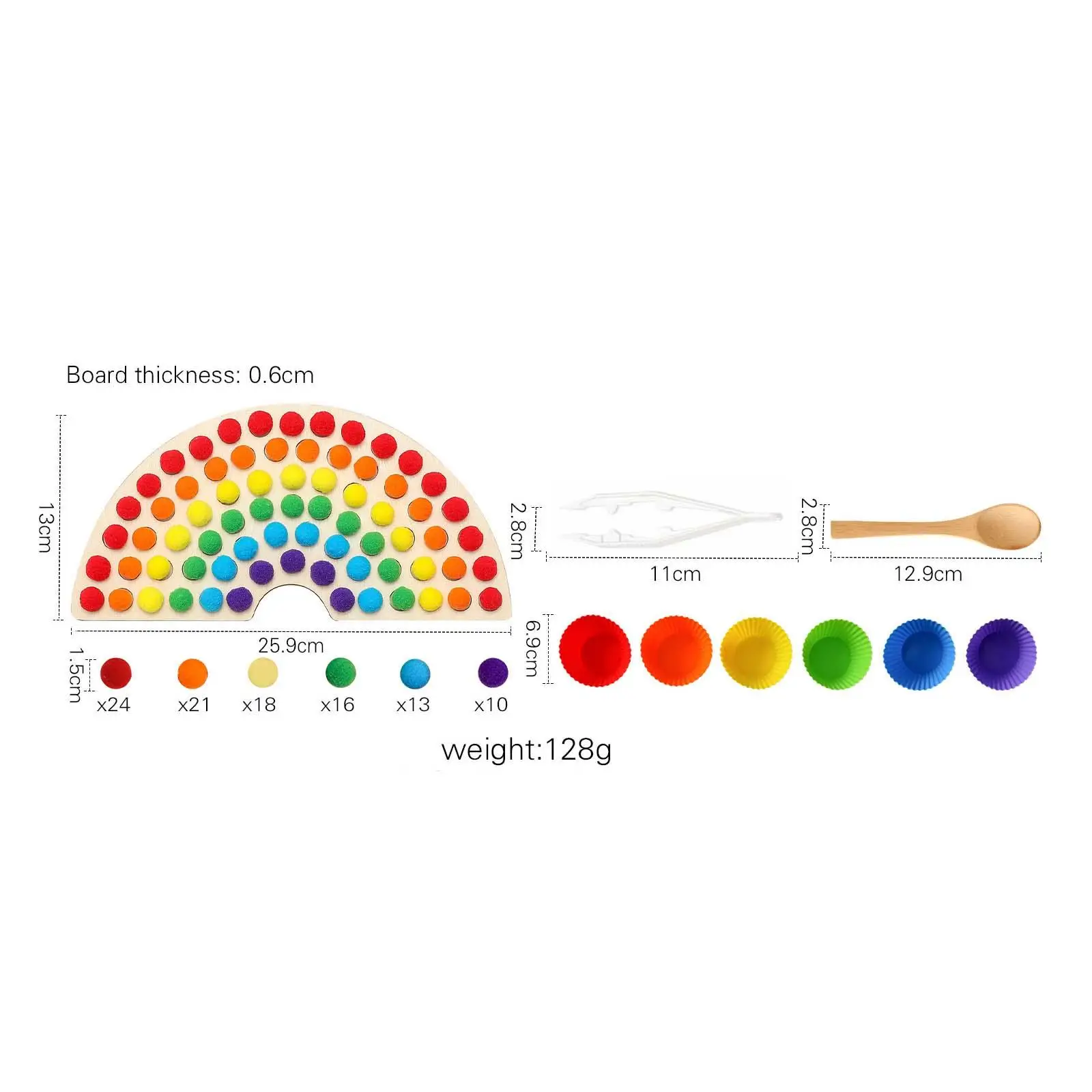 Tablero de clavijas de arcoíris de madera, juguete educativo de reconocimiento de Color a juego y clasificación de colores, juguete Montessori para cumpleaños preescolar