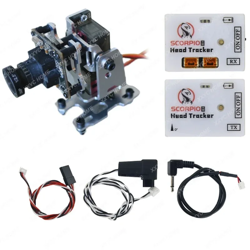 2.4G Wireless FPV Head Tracker TX+RX Modules with 2-axis FPV Drone Gimbal Bracket + 2PCS Metal Gear Servos