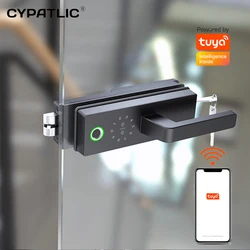 Tuya-Serrure de porte de séparation en verre intelligente, sécurité de bureau, pousser à l'intérieur, empreinte digitale, mot de passe, carte et prédire pour déverrouiller, nouveauté