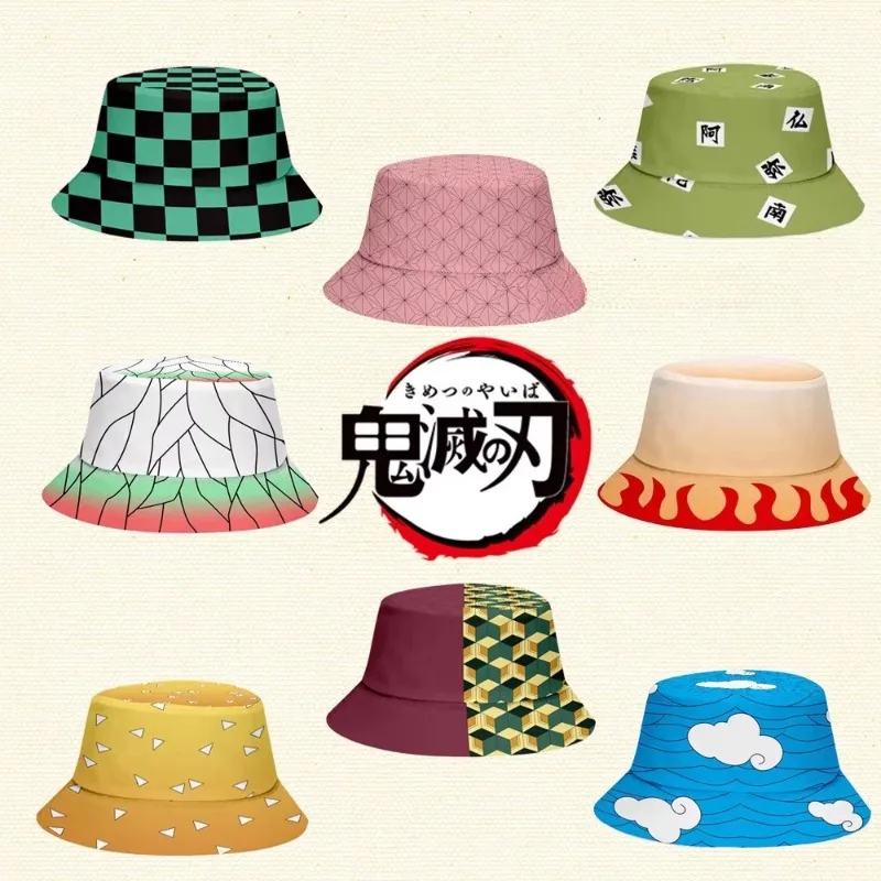 

Demon Slayer Fisherman Hats for Man Women Anime Kamado Nezuko Shinobu Canvas Fisherman Sun Hat Unisex Casual Fishing Cap Gifts