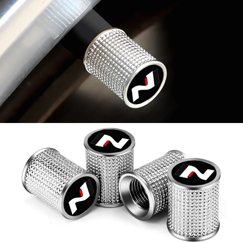 

4PCS/set Car Aluminum Alloy Wheel Hub Valve Core Cover for Hyundai I30 2021 Sonata Elantra Veloster Kona Tucson N Line Styling
