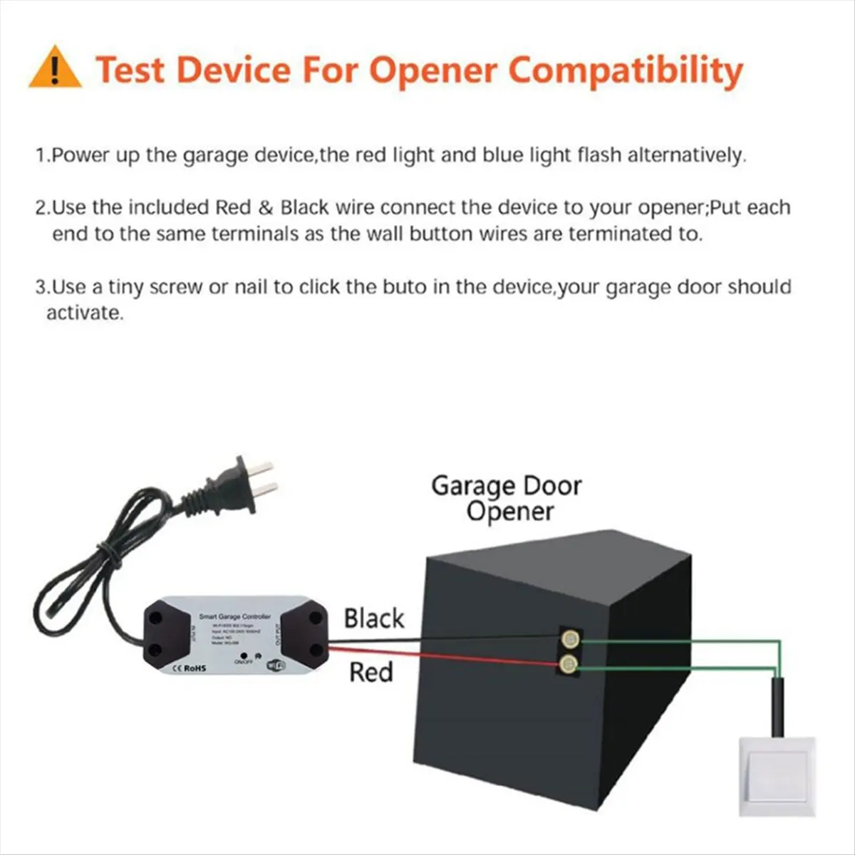 WiFi Switch Smart Garage Door Opener Controller Work with for Home Smart Life Tuya APP Control US Plug