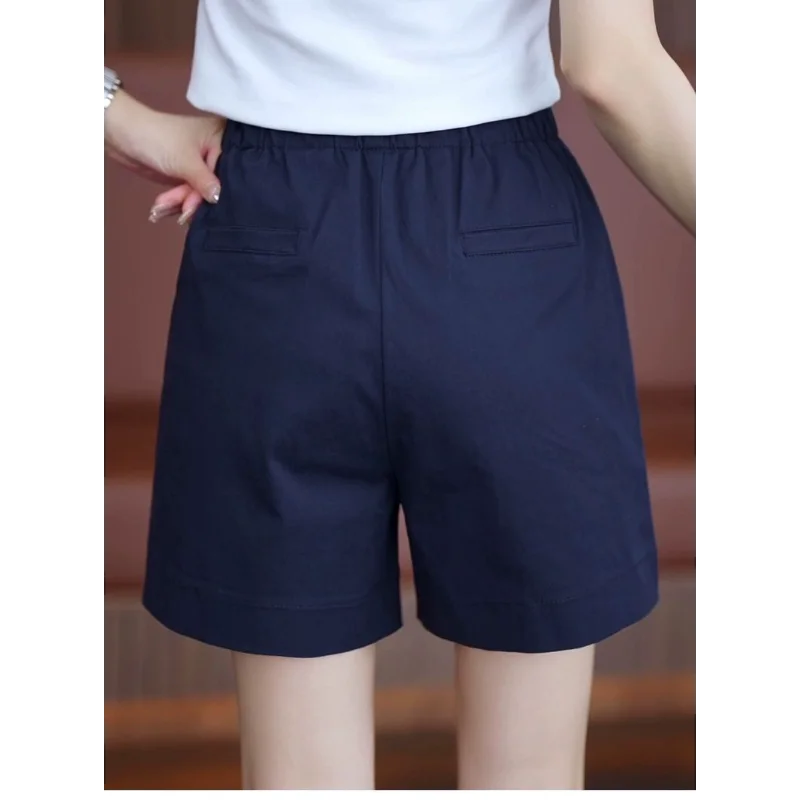 Pantalones cortos de pierna ancha para mujer, finos, elásticos, de cintura alta, informales, holgados, acampanados, novedad de 2025