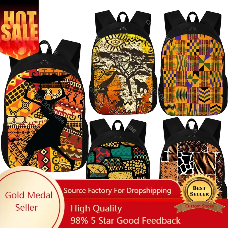 

2022 New African Print Backpack Fashion Afro Bookbag Shoulder Bags 3D Print School Bag Mochilas Student Travel Backpack