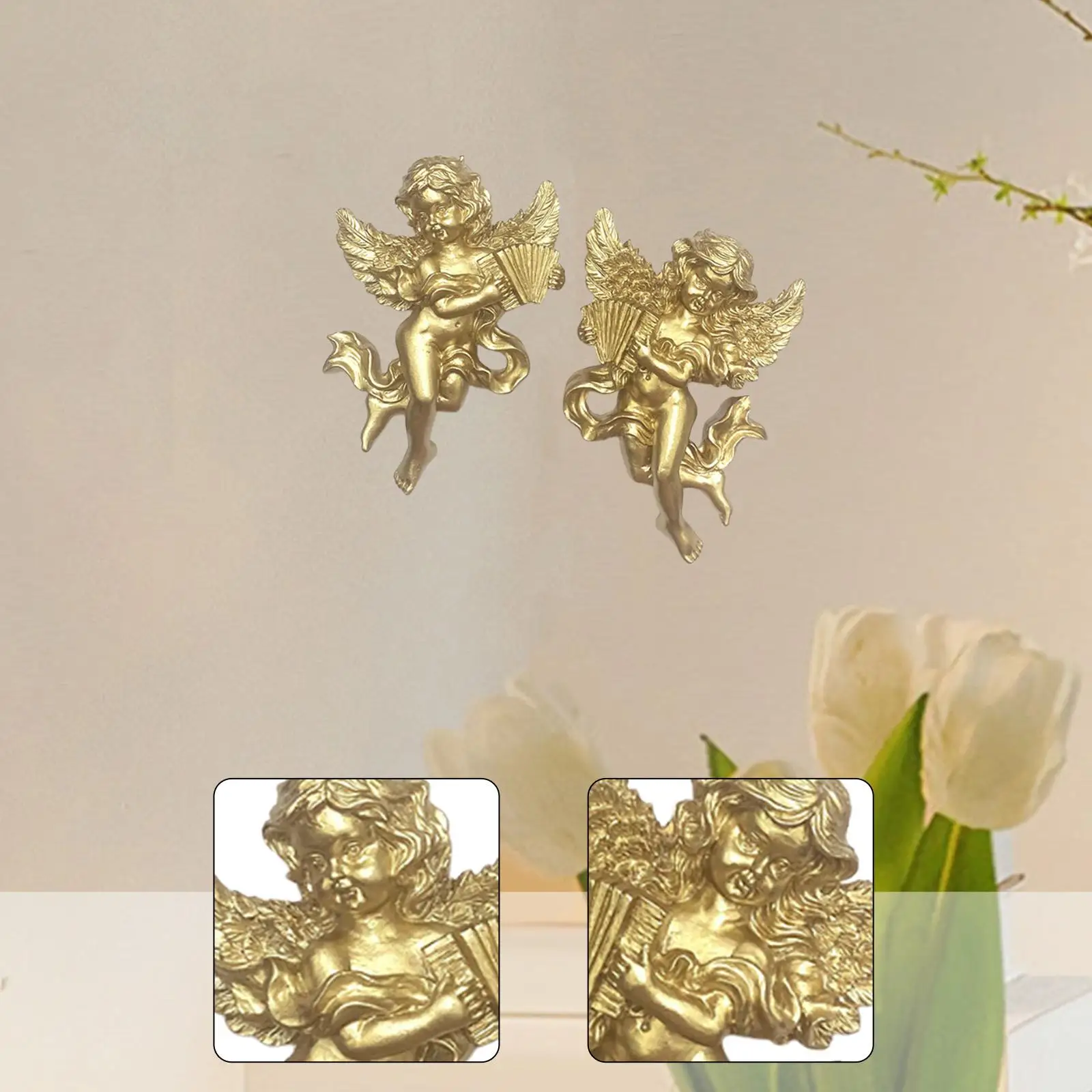 Resin Angel Wall Sculpture Elegant Adornment Room Decor Figurine for Modern Home Decoration Luxury