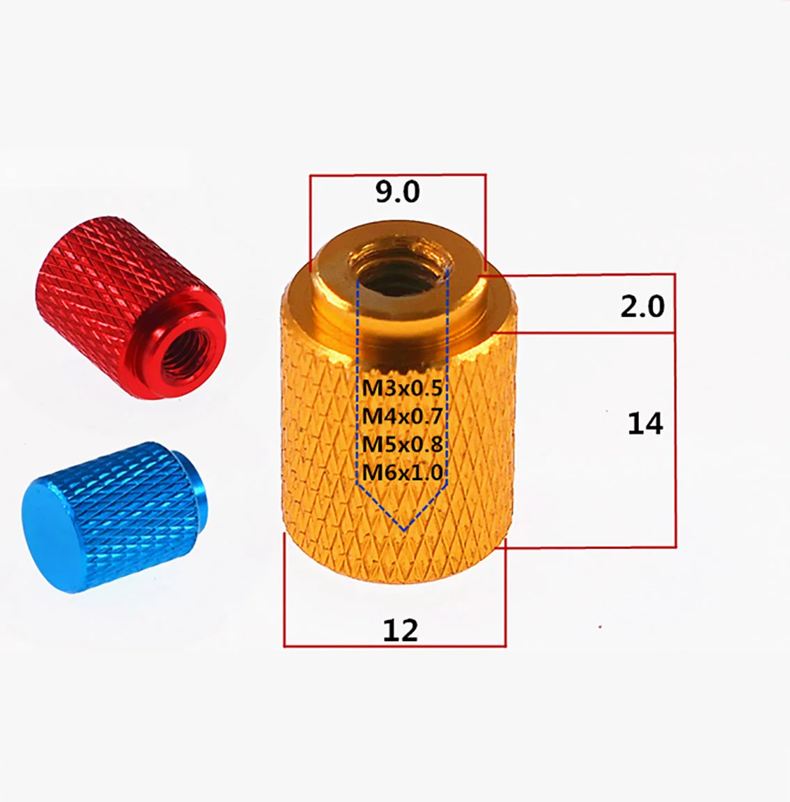 2Pcs Colourful Blind Hole Nut M3 M4 M5 M6 Aluminium Alloy Round Knurled Thumb Nuts Hand Knob Nuts