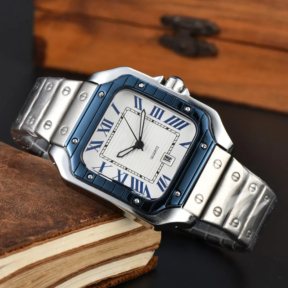 حار بيع جديد عصري فاخر ساعة رجالية الأعمال الرياضية كوارتز ساعة عالية الجودة حالة الفولاذ المقاوم للصدأ حزام الكرونوغراف