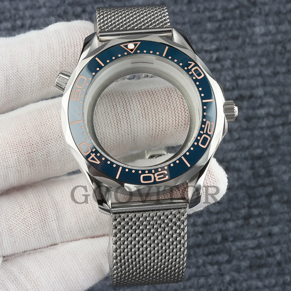41mm NH35 Uhrengehäuse mit Mesh-Armband, wasserdicht, für NH35 NH36 Uhrwerk, 31mm Zifferblatt, Edelstahl Seamaster 300 Uhrengehäuse – Detail 11