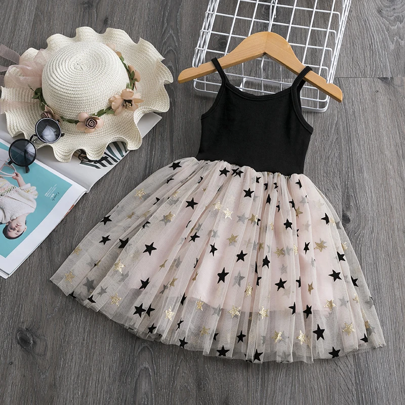 Little Girls Summer Dress for Kid Sleeveless Sling Tutu Princess Party Gown Birthday Wedding Children Clothing Girl Casual Dress