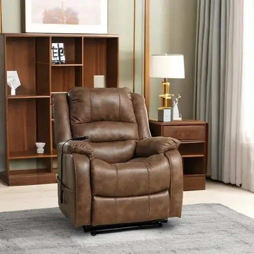 Leather Electric Power Lift Recliner for Elderly, Brown