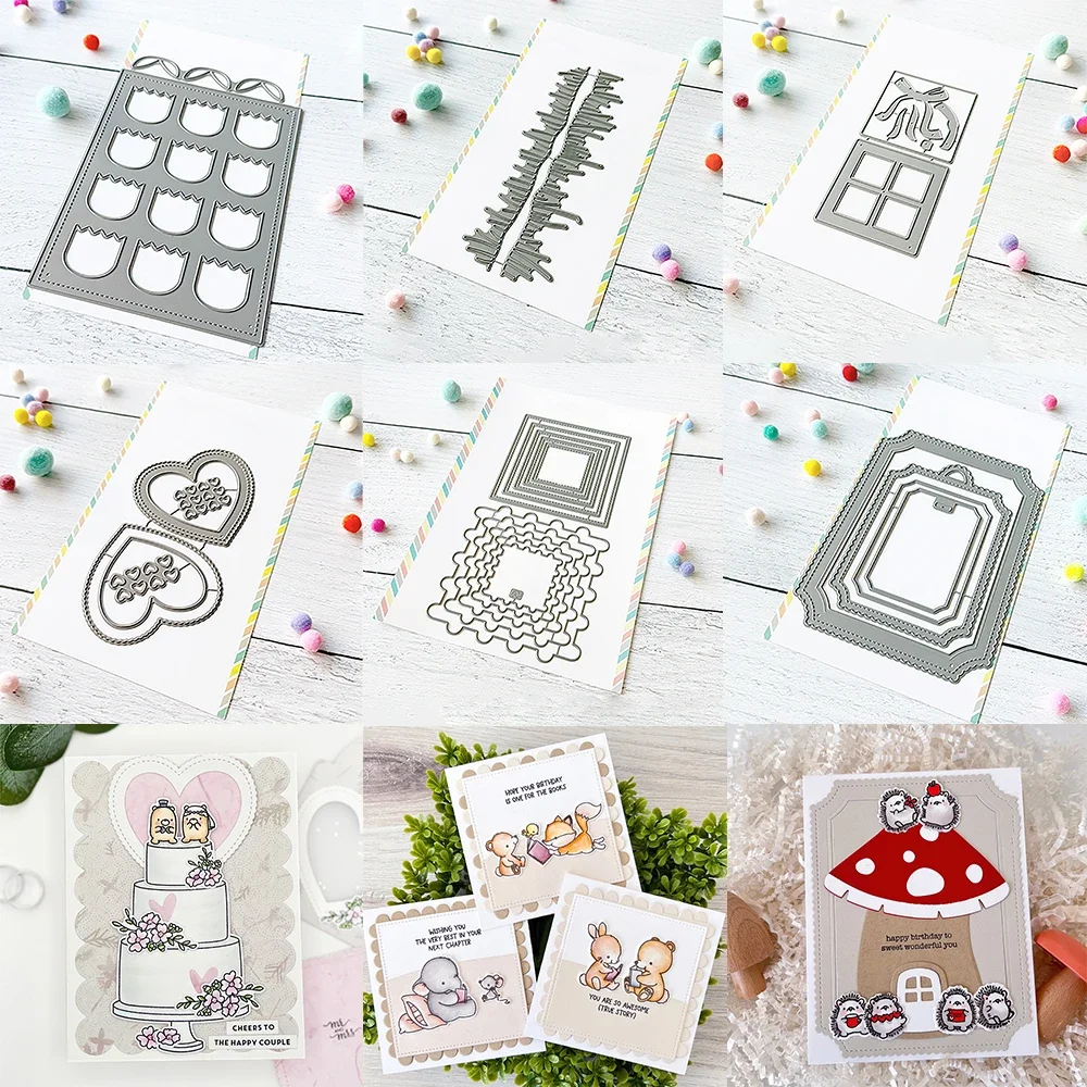 العشب الثنائي فلوريت غطاء شبكة كومبو مربع المعادن قطع يموت DIY بها بنفسك بطاقة صنع سكرابوكينغ ألبوم صور الديكور صياغة #1