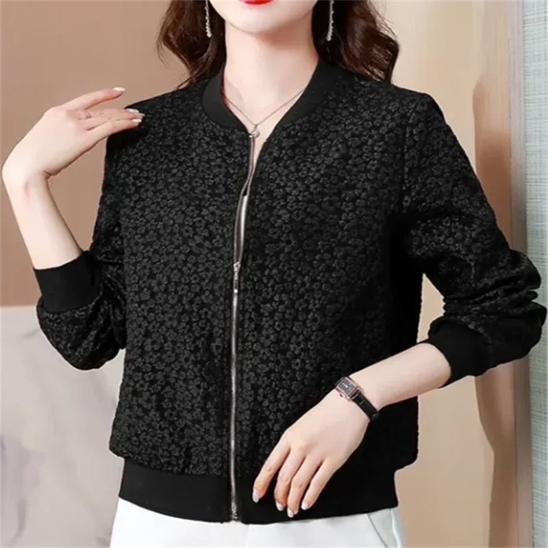 Fashion Short Jacket Women Coat Casual Ladies Jacket Cardigan Outwear Black Coats Woman Clothes Jacket Standing collar Zip Coat