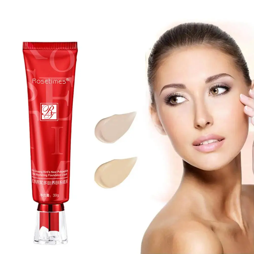 Red Ginseng Bird's Nest Polypeptide Skin-Nourishing 50g Long-Lasting Cream Waterproof BB Concealer Foundation K0G4