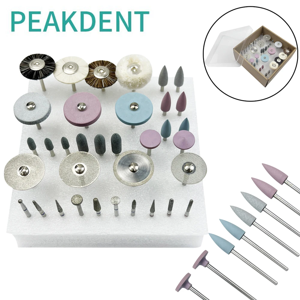 

35Pcs/box Dental Polishing Discs Kit Polish Diamond Burs Stones Wheel Set Ceramic Porcelain Grinding Dentistry Lab Polisher Tool