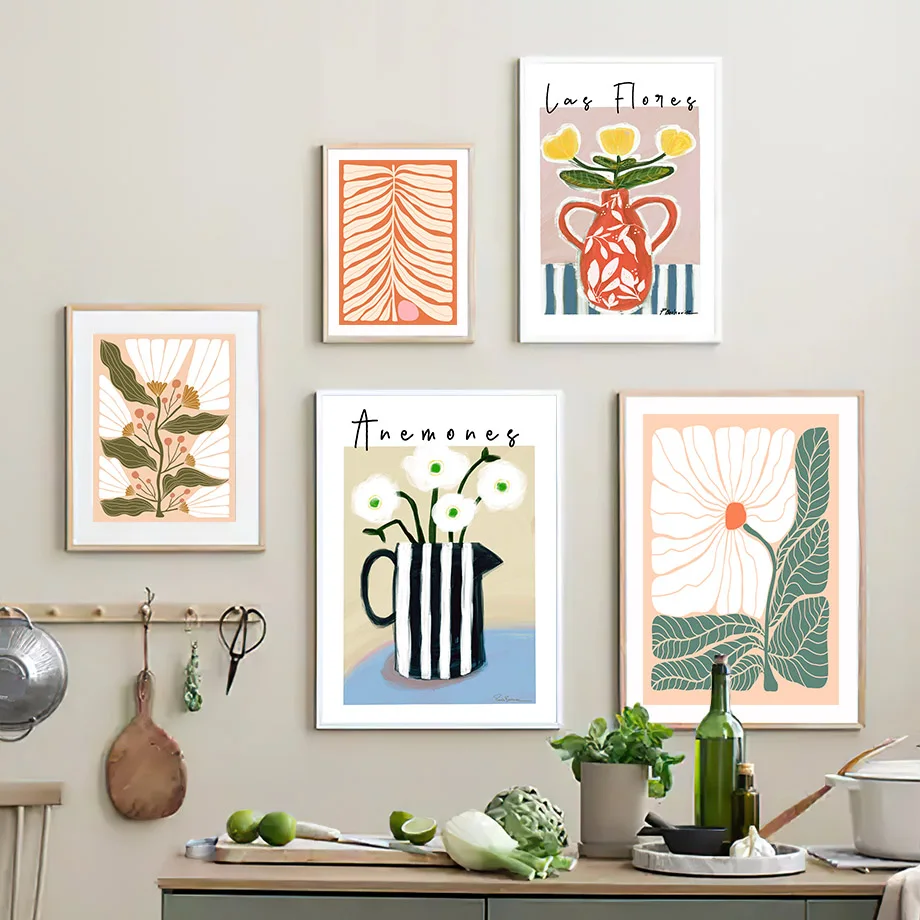 Scandinavian Minimalist Wall Art Colorful Anemone Shapes Abstract HD Canvas Poster Print Home Bedroom Living Room Decoration
