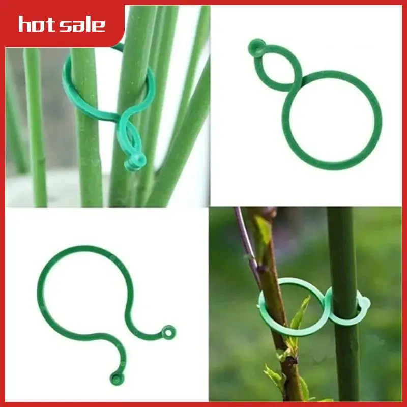 

A21R-500Pcs Vine Strapping Clips For Growing Upright Plant Holder Green Plastic Bundled Ring Garden Stand Tool Vine Support