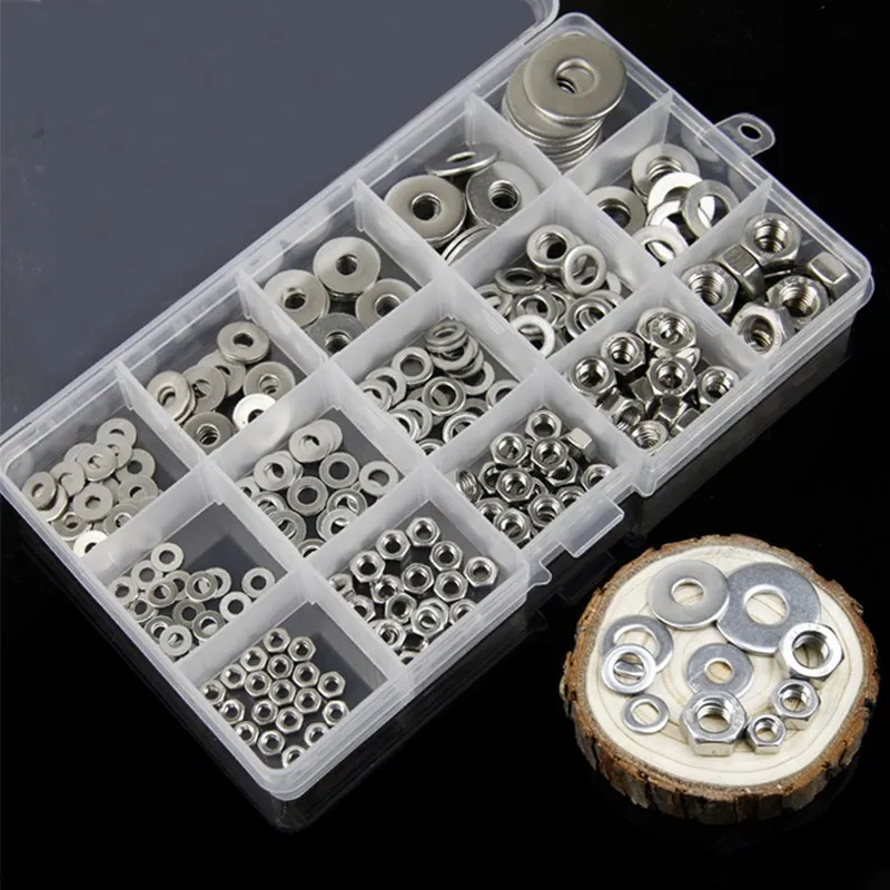 M3 M4 M5 M6 M8 Galvanised Hex Nuts Lock Nuts and Flat Washer Assortment Kit Boxed Assortment