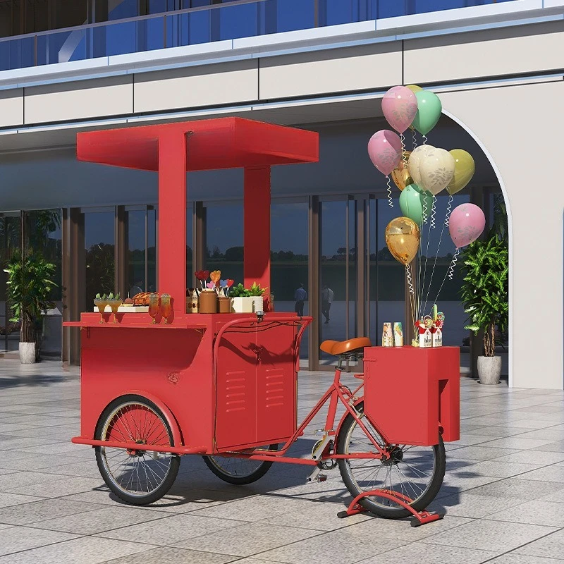 Ice cream beer cart with wheels Multifunctional mobile cart Grilled sausage Sweet potato dining car Drink cart
