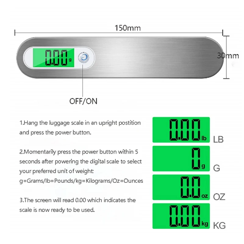 Portable Electronic Scale Digital LCD Hanging Scale 110lb/50kg Luggage Suitcase Travel Baggage Bag Weight Scale Balance Tool