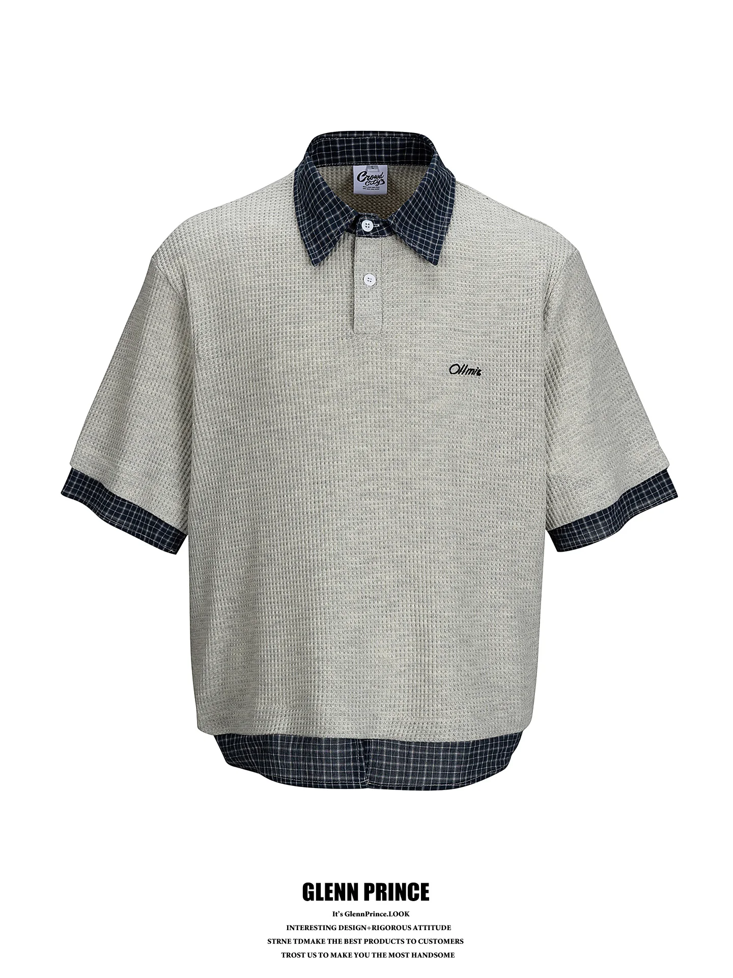 

Retro Shirt Collar Fake Two-Piece Gauze Short Sleeve Shirt Men Summer Breathable Old Money Style Top Polyester Cotton Blend
