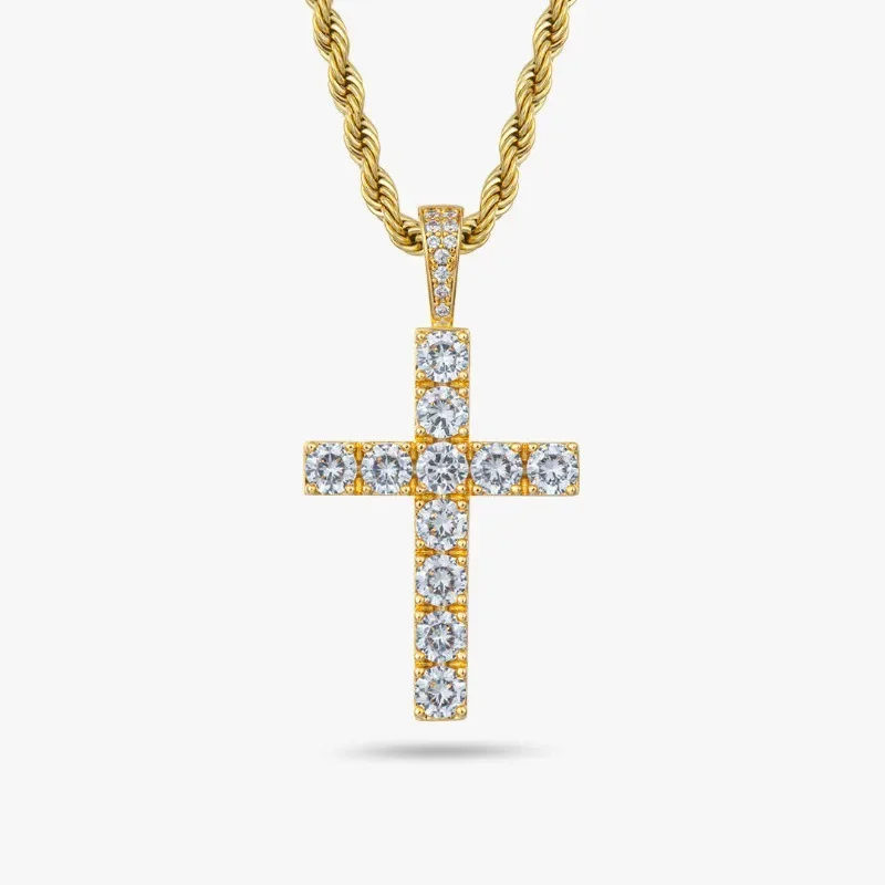 Hot Selling S925 Sterling Silver D Color Moissanite Pendant Tennis Cross Hip Hop Wearable Single Stone Necklace