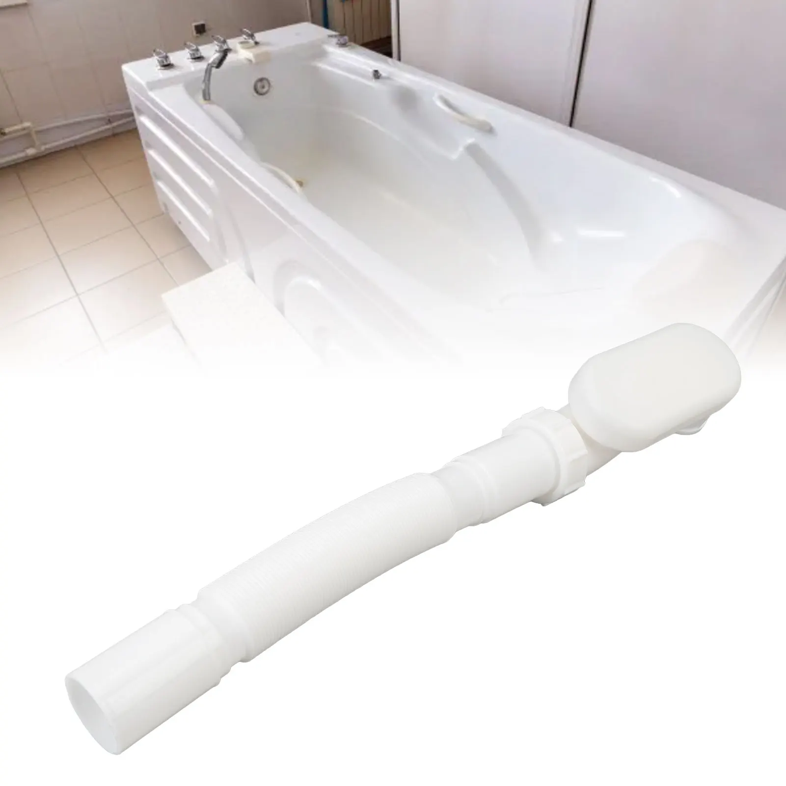 Bathtub Shower Drain Pipe PVC 1 1/2 P Type Expandable Odor Prevention Drainage Pipe for Sinks Basins