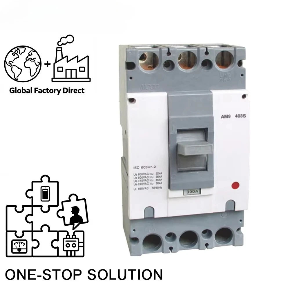 AM9 250A 3-Pole MCCB Circuit Breaker Digital Programmable Trip Unit 50/60Hz 50kA Breaking Capacity 400/690V Class a