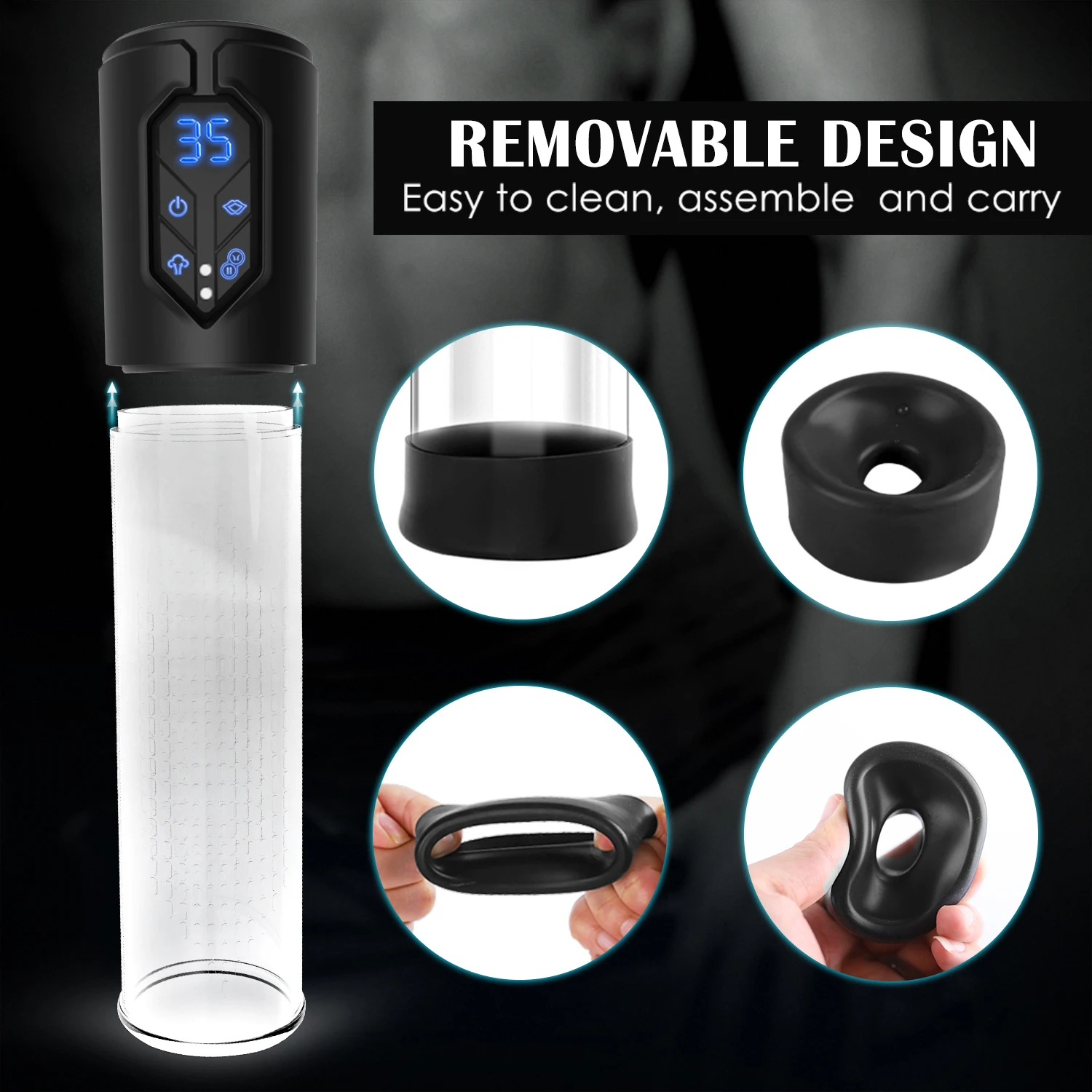 Sex Toys for Men Bigger Automatic Penis Pump Penis Enlarger Extender IPX7 Waterproof Vacuum Pump 4 Suction Male Masturbator