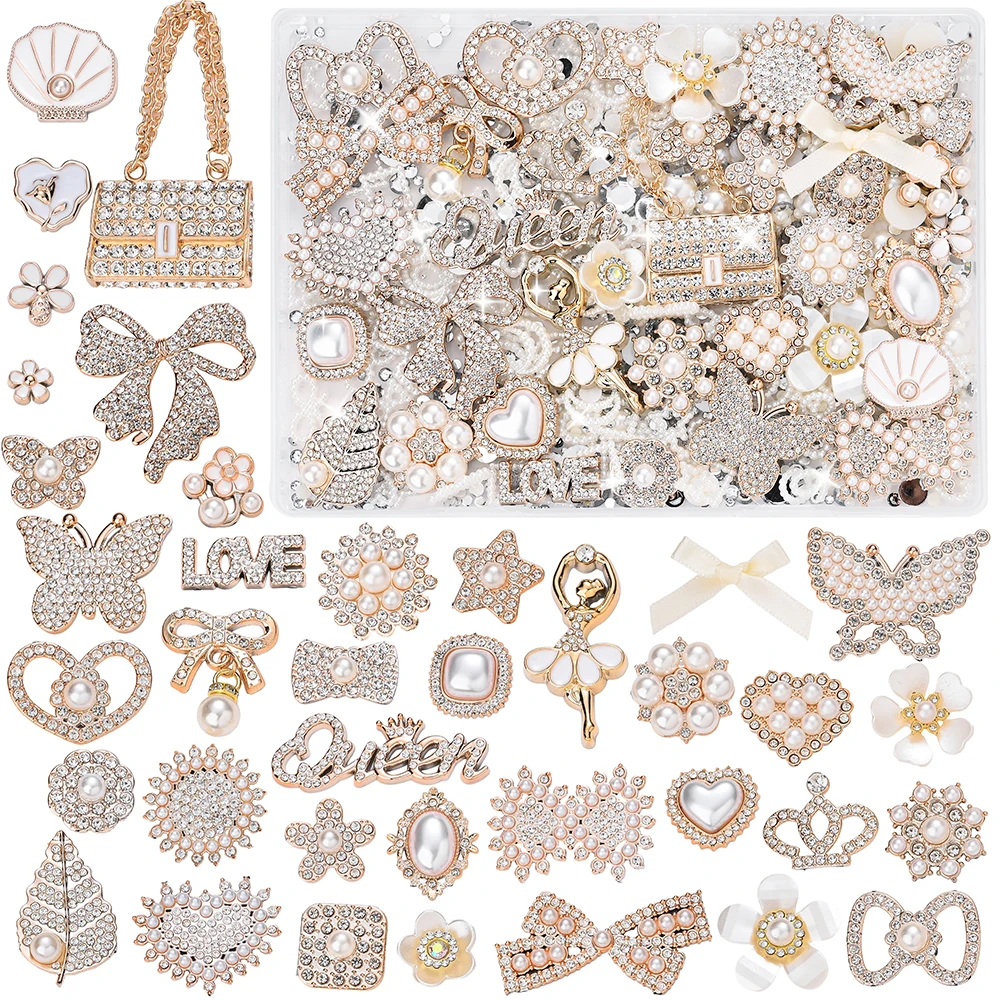 180g Strass-Perlen-Aufnäher-Set mit flacher Rückseite, 3D-Schmetterlings-Dekoration für DIY-Schmuckherstellung, Haar-Accessoires und Schuhdekoration – Detail 1