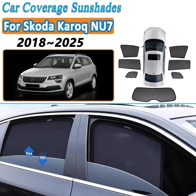 

For Skoda Karoq NU7 2018~2022 2023 2024 2025 Car Mesh Sunshades Heat Insulation Privacy Curtain Side Window Visors Accessories