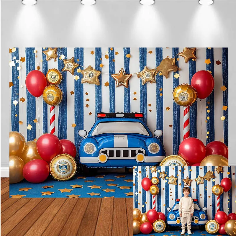 LS Photography Backdrop Car Balloon Star Striped Decor Birthday Cake Smash Baby Shower Kids Portrait Photo Background Studio