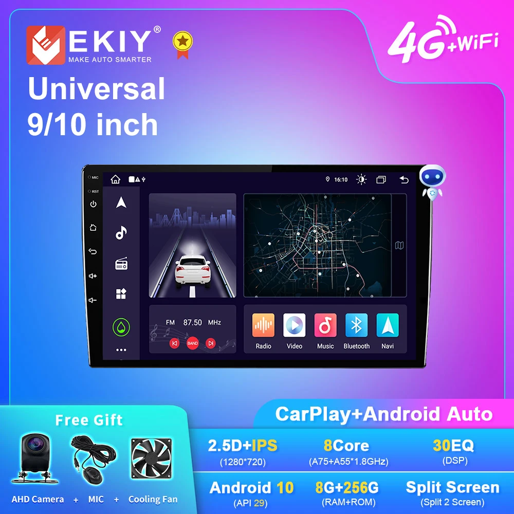 

Автомобильный мультимедийный видеоплеер EKIY X7 на Android 10 9/10 дюйма Универсальный стерео-радиоприемник с GPS для Volkswagen Nissan Hyundai Kia Toyota HU