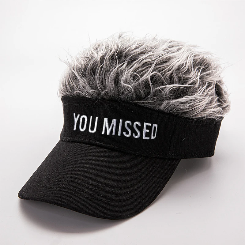 You Missed Embroidery Novelty Spiked Fake Flair Hair Cap Sunscreen Cap Casual Concise Fun Hats for Men Women