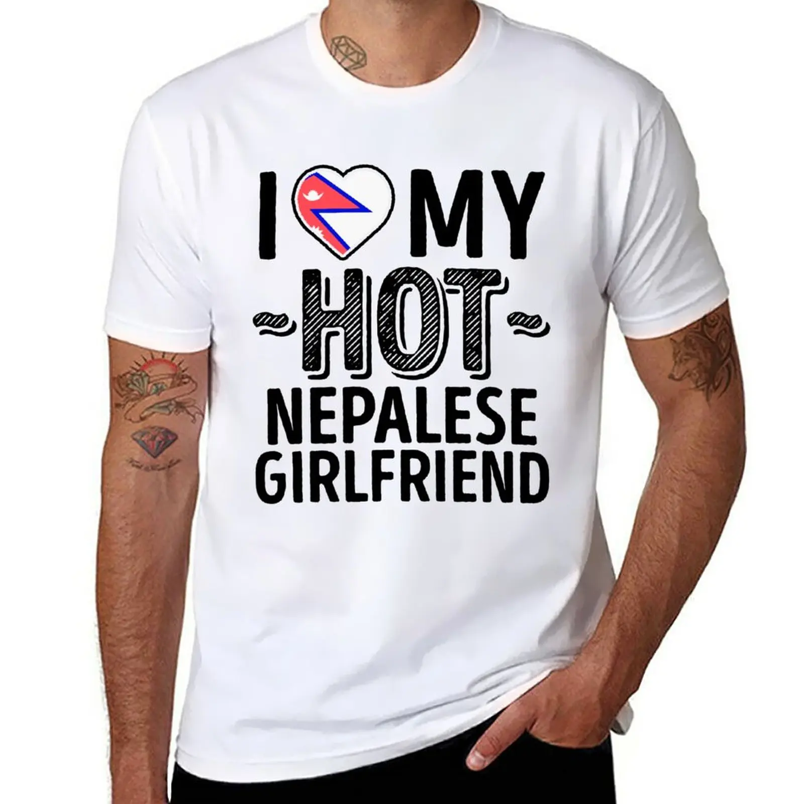 

New I Love My HOT Nepalese Girlfriend - Cute Nepal Couples Romantic Love T-Shirt Blouse mens tall t shirts