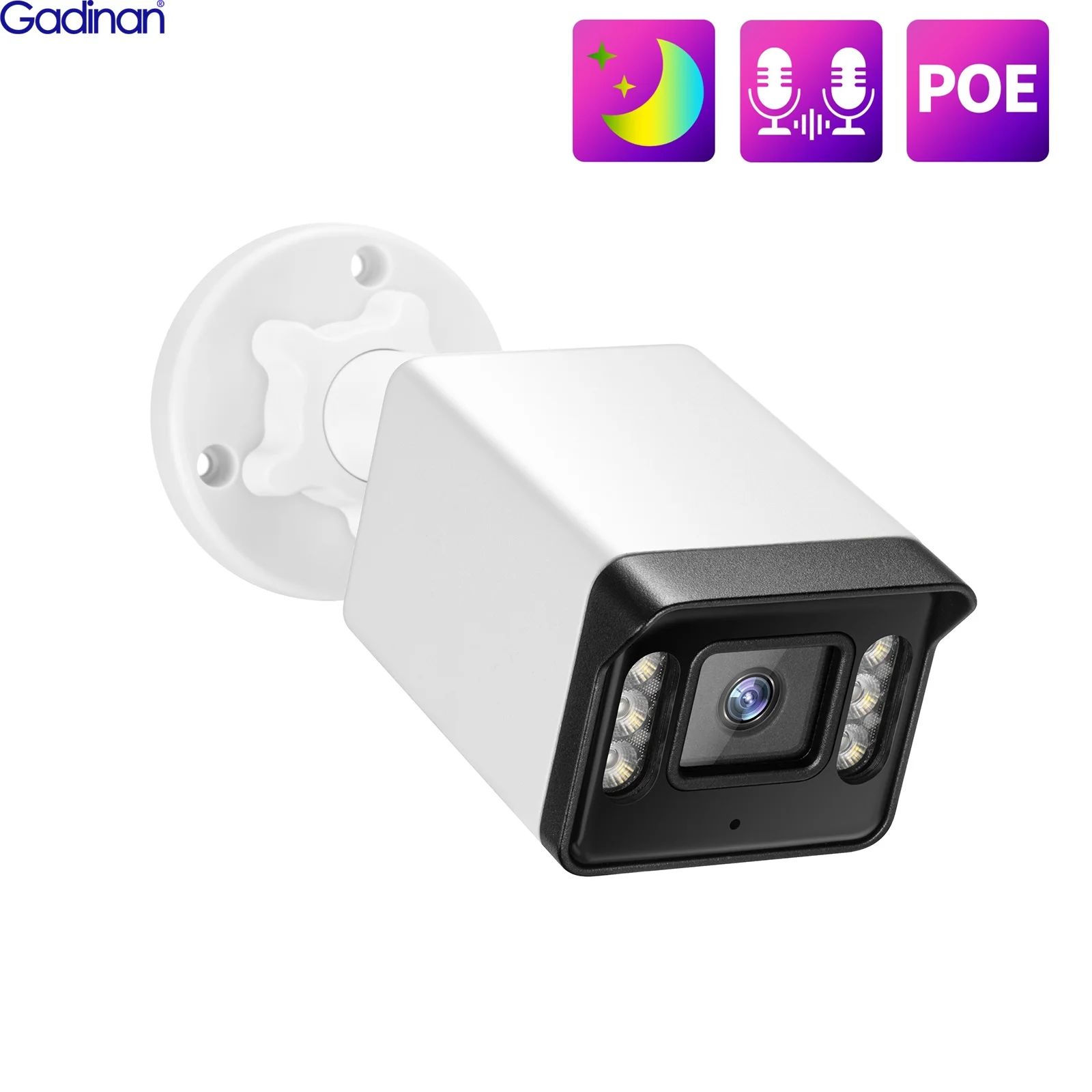 

Gadinan H.265+ 8MP 4K Color Night Vision Outdoor IP Camera POE Two Way Audio Video Surveillance Motion Detection Onvlf Metal