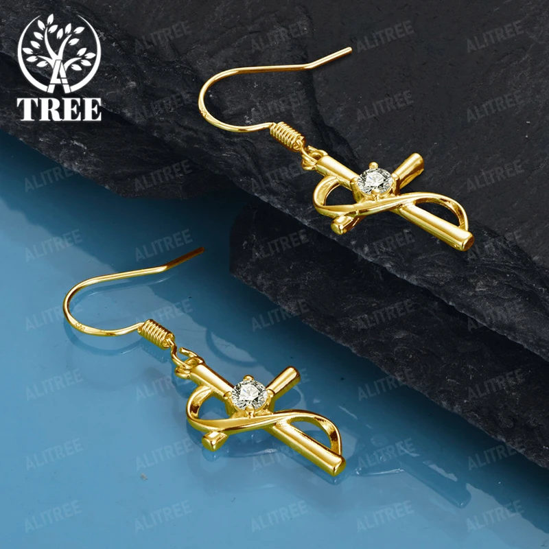 

AAA Zircon 18K Gold Cross Drop Earrings Luxury Beautiful Jewelry Accessories Men Women Engagement Wedding Party Nice Gifts
