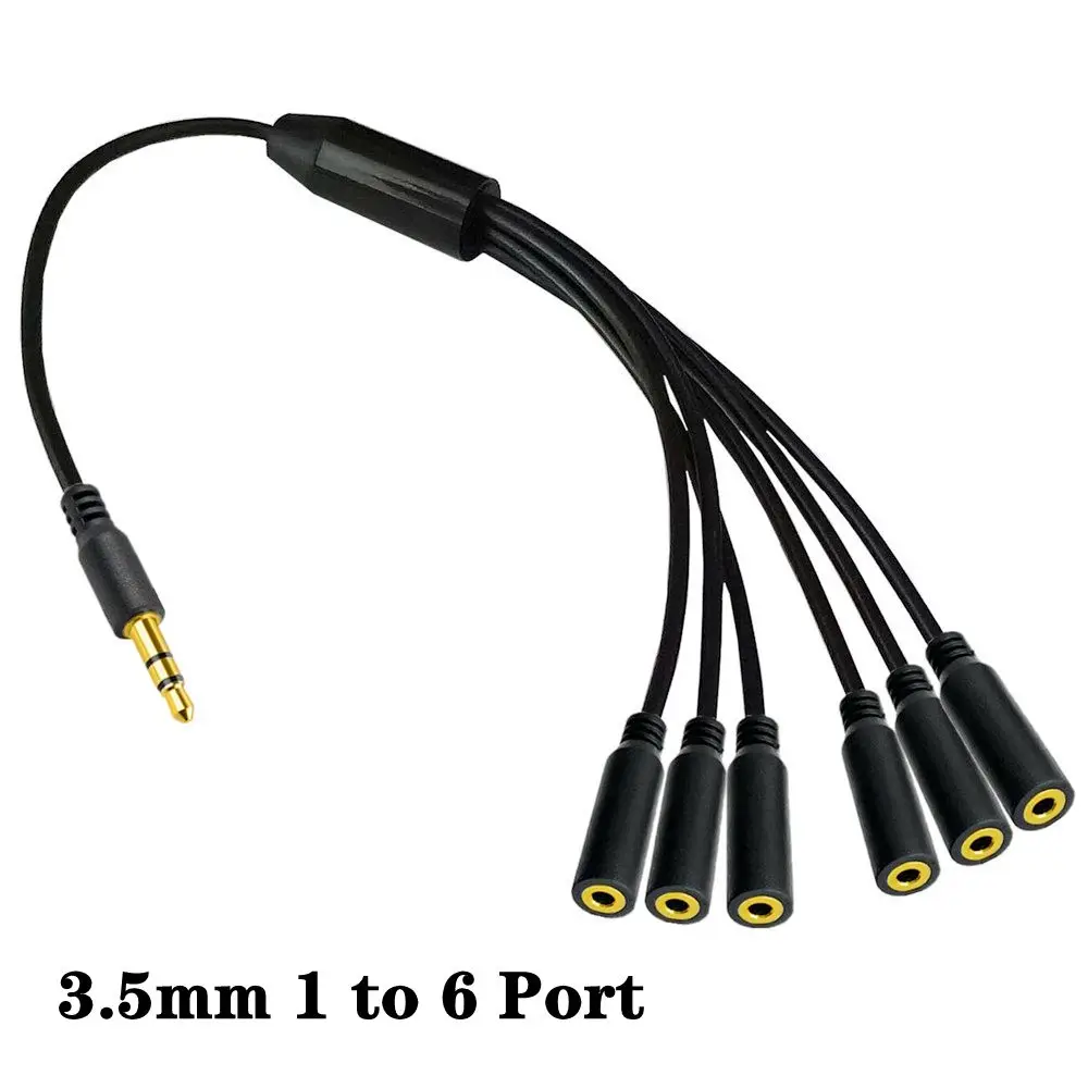 3.5mm 6 Way Port Aux wielu słuchawek słuchawkowych Adapter ze splitterem Audio 3.5mm Jack HUB spiter przedłużacz do przewodów 1 męski do 4 żeńskich 3