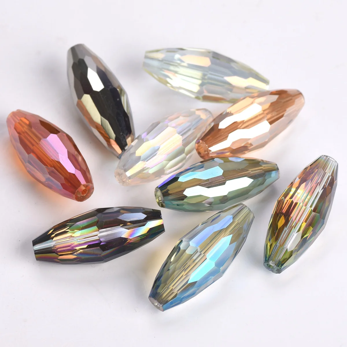 5pcs 30x14mm Big Oval Rugby Shape Faceted Crystal Glass Loose Crafts Beads for Jewelry Making DIY