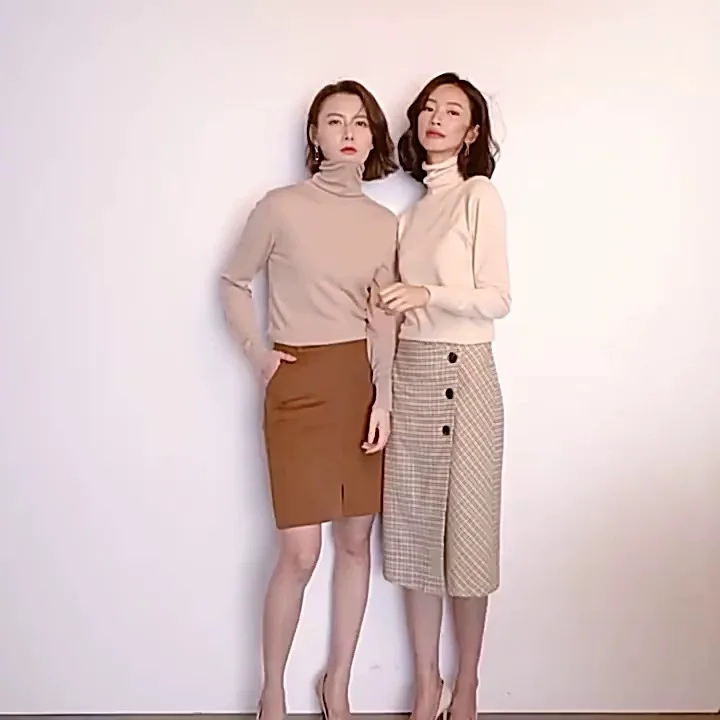 

Осенне-зимний женский свитер Camere High Ne Thiened, вязаный шерстяной свитер, брючный свитер трапециевидной формы миди Dr