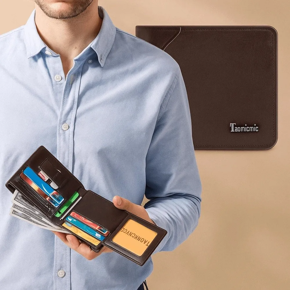 

Fashion Business Men's Short Wallet Cash Bag Casual Male Bifold Wallet Pu Leather Solid Color Credit Card Holder Male