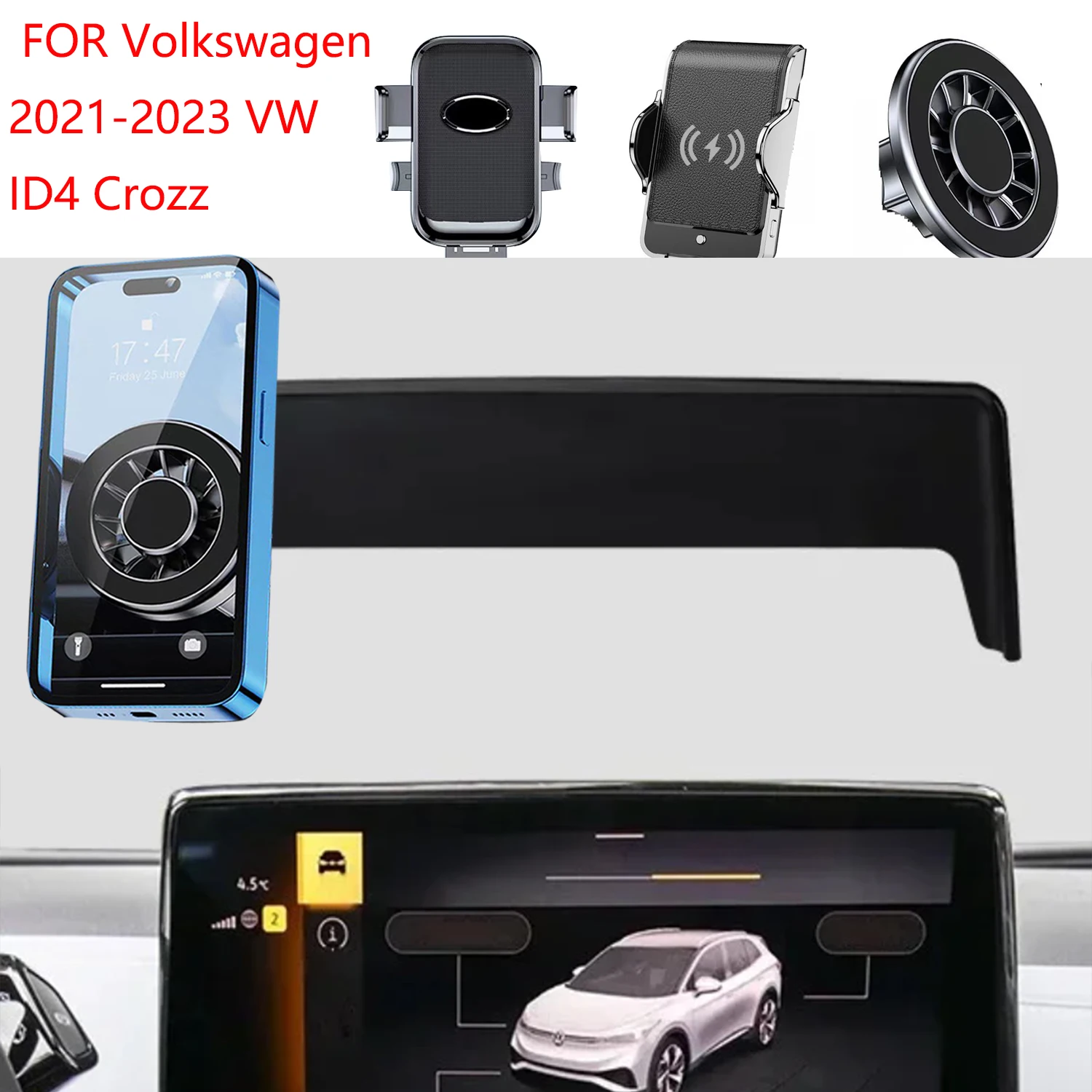 

Car Phone Holder For Volkswagen 2021-2023 VW ID4 Magnetic GPS Screen Fixed Fast Wireless Charging Mobile Phone Mount Accessories