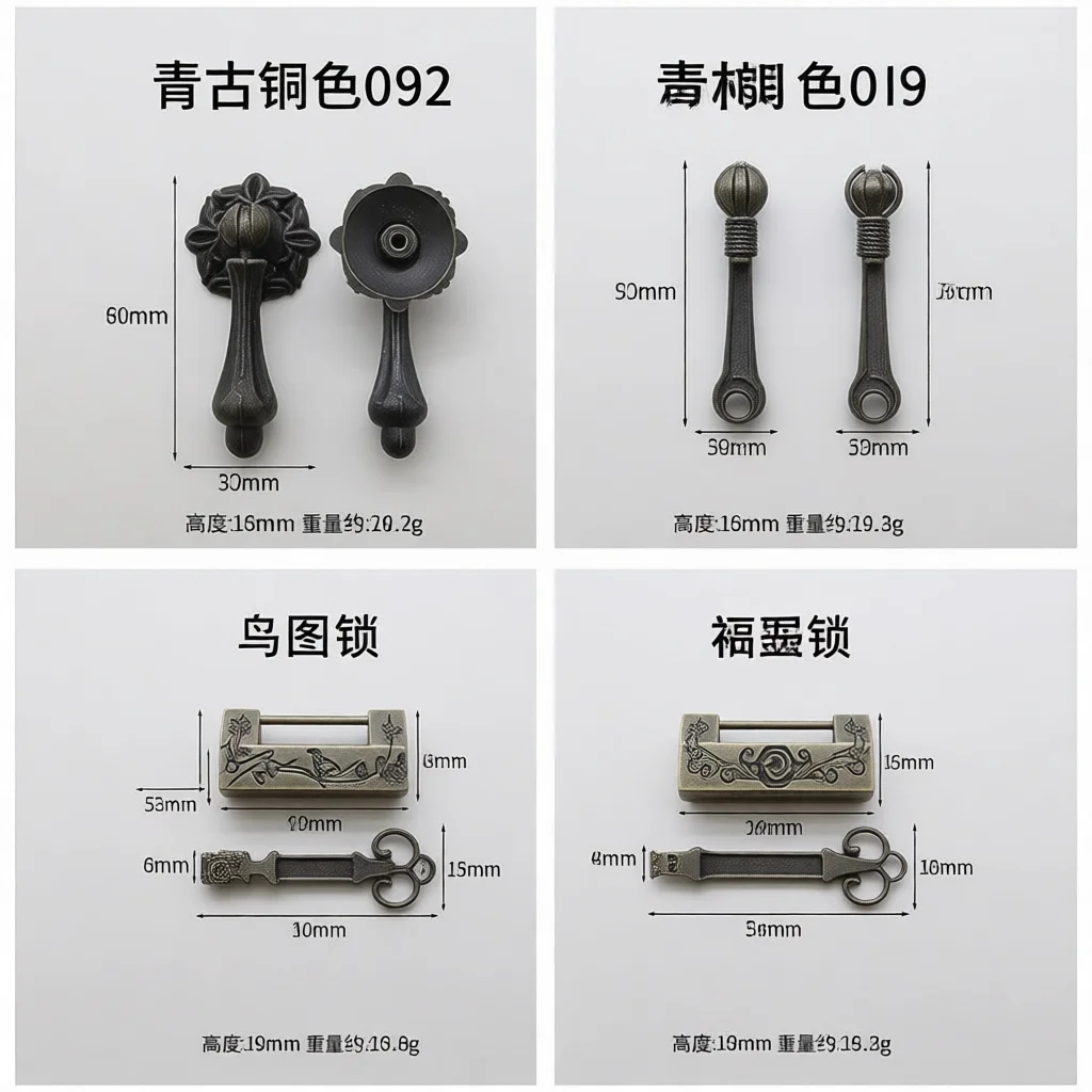 Vintage Bronze Cabinet Handle Chinese Style Drawer Knob Decorative Hardware For Traditional Wooden Furniture And Dressers