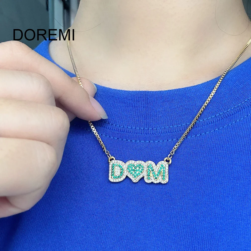 DOREMI Custom Name Necklace Crystal Colorful Birthstone Personalized Bubble Name Necklace Custom Name Jewelry for Women Mother