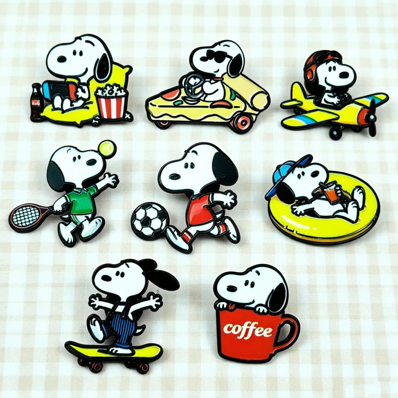 8pcs cartoon brooch acrylic cute animal shaped pilot football creative fun pin student bag